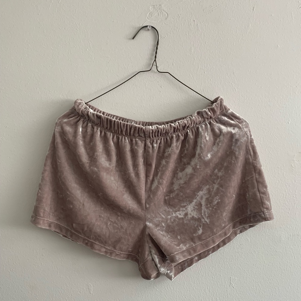 Pink velvet shorts